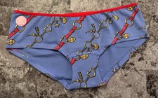 NWT VICTORIA'S SECRET PINK S BLUE GOLD CHARM PRINT VINTAGE RARE HIPSTER PANTIES