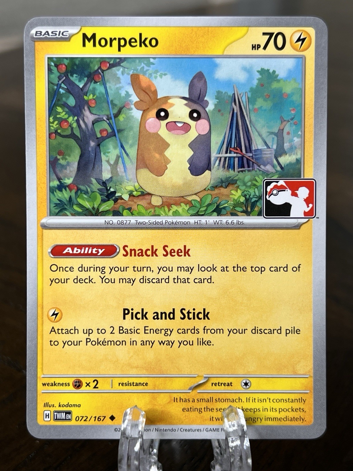 Morpeko 072/167 Prize Pack Series 6 Play Pokemon Stamped Non-Holo Near Mint