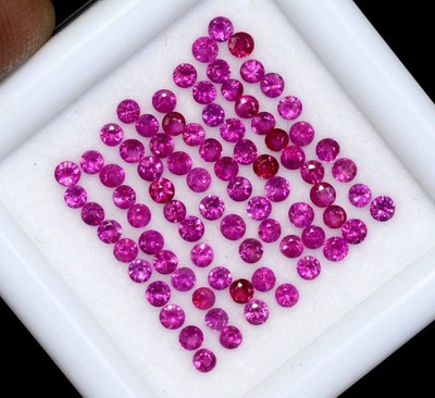 CERTIFIED CALIBRATED ROUND CUT 3x3 mm NATURAL RUBY LOOSE GEMSTONE 30 pcs LOT