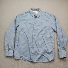 Ted Baker Shirt Mens XL Blue Geometric Button Up