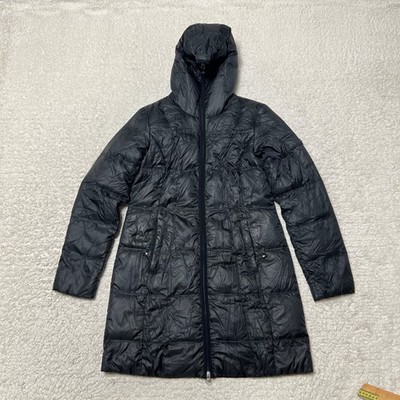 Eddie Bauer Jacket Women Extra Small Petite Black Goose Down 550 Parka Long