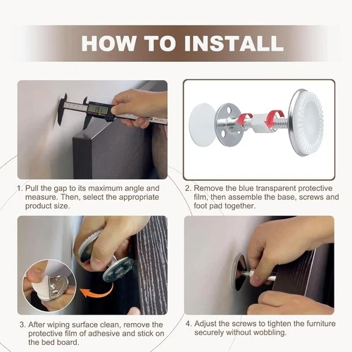 4 Pcs Headboard Stoppers Adjustable Bed Noise Stopper With Wall Protection - Picture 4 of 5