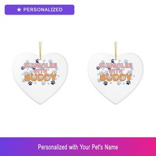 Custom Shih Tzu Paw Print Set of 2 Ornament Personalized Pet Name Dog Lover