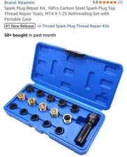 Spark Plug Repair Kit, 16Pcs Carbon Steel Spark Plug Tap Thread Repair Tools, M1