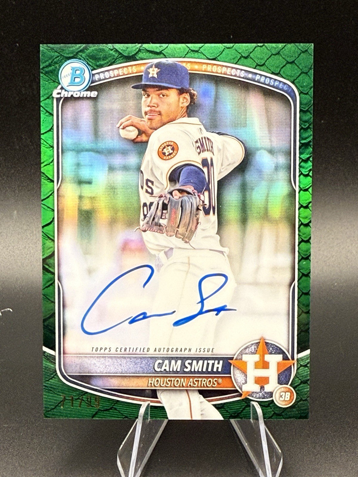 2025 Bowman Chrome Cam Smith Green Reptile Auto /99 Houston Astros #CPA-CSM