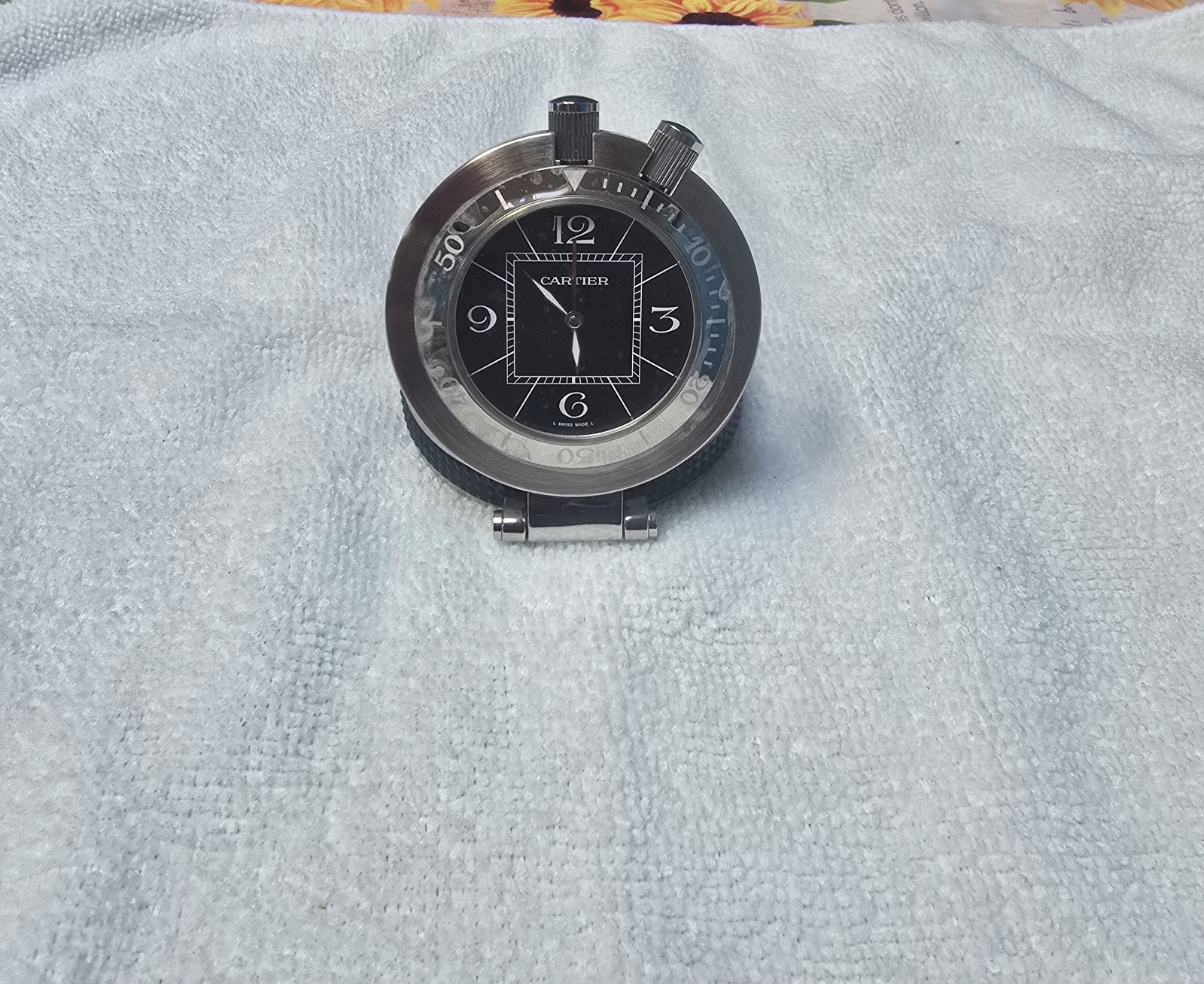 Cartier Pasha Timer Travel Clock Pocket Clock Used 2876