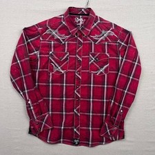 Rock 47 by Wrangler Plaid Embroidered Yoke Pearl Snap Button Down Shirt