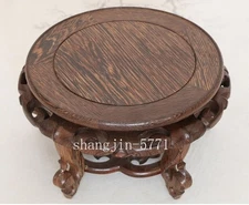 Round Bent Legged Wenge Wood Fishbowl Stand Bonsai Flower Chinese Wooden Rack