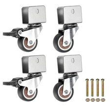 4PCS 1.25" Caster Wheel Swivel Caster with 0.7" U Bracket 2Brake & 2Swivel