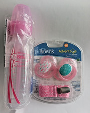 Dr Brown's Advantage Pacifiers 2 Pack w/ Clip Size 0-6 M  Anti-colic Bottle New
