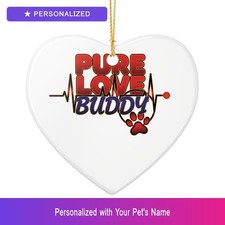 Custom Rottweiler Paw Print Heartbeat Ornament Personalized Pet Lover Gift