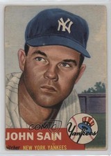 1953 Topps Johnny Sain (Bio Information in White) #119 10j2