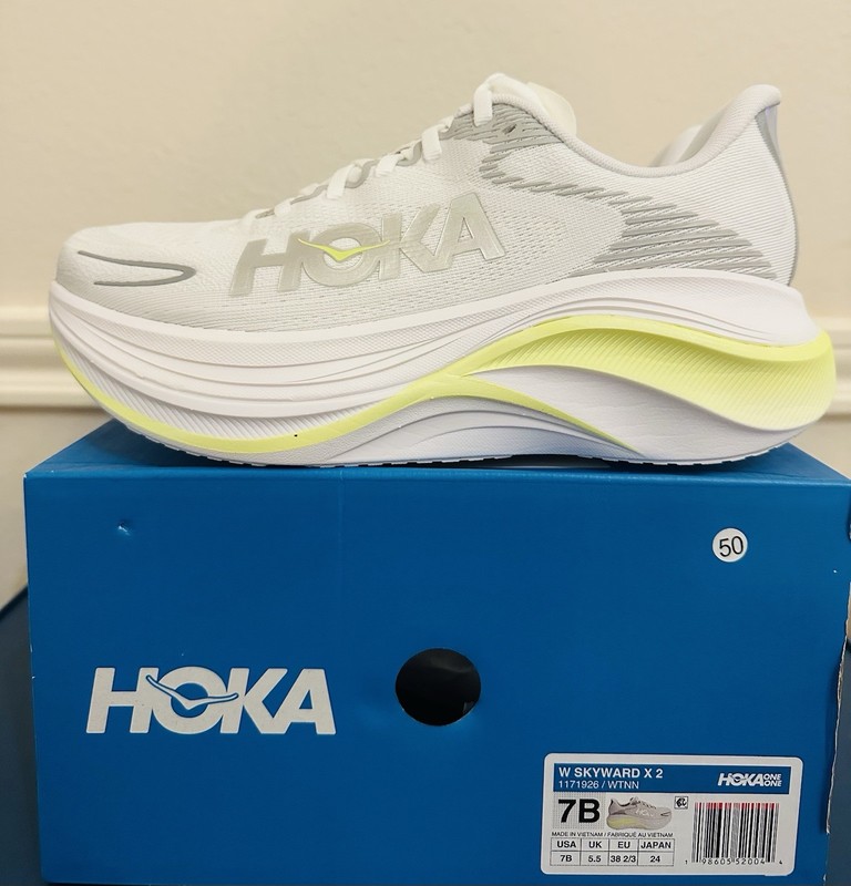 HOKA Skyward X 2 Women's Running Shoe White Yellow Silver Breathable US 7B