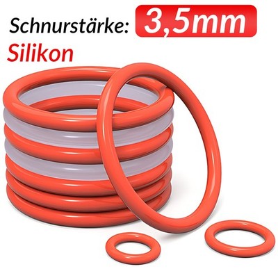 AD 10mm-400mm Silikon O Ring Schnurstärke 3,5mm Dichtungsring Dichtring O-Ringe
