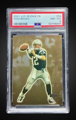 2001 upper deck rookie FX #54 tom brady; very scarce ‘01 year insert PSA 8