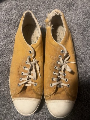 Vintage 1970s Converse Chuck Taylor Low Sneakers Size 11 Gold Yellow Blue Label