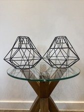 2x Black Wire Lampshades