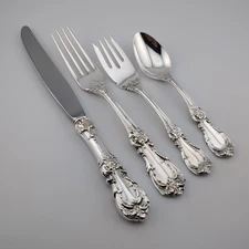 Reed & Barton Burgundy Sterling Silver 4 Piece Dinner Setting - w/Modern Blade