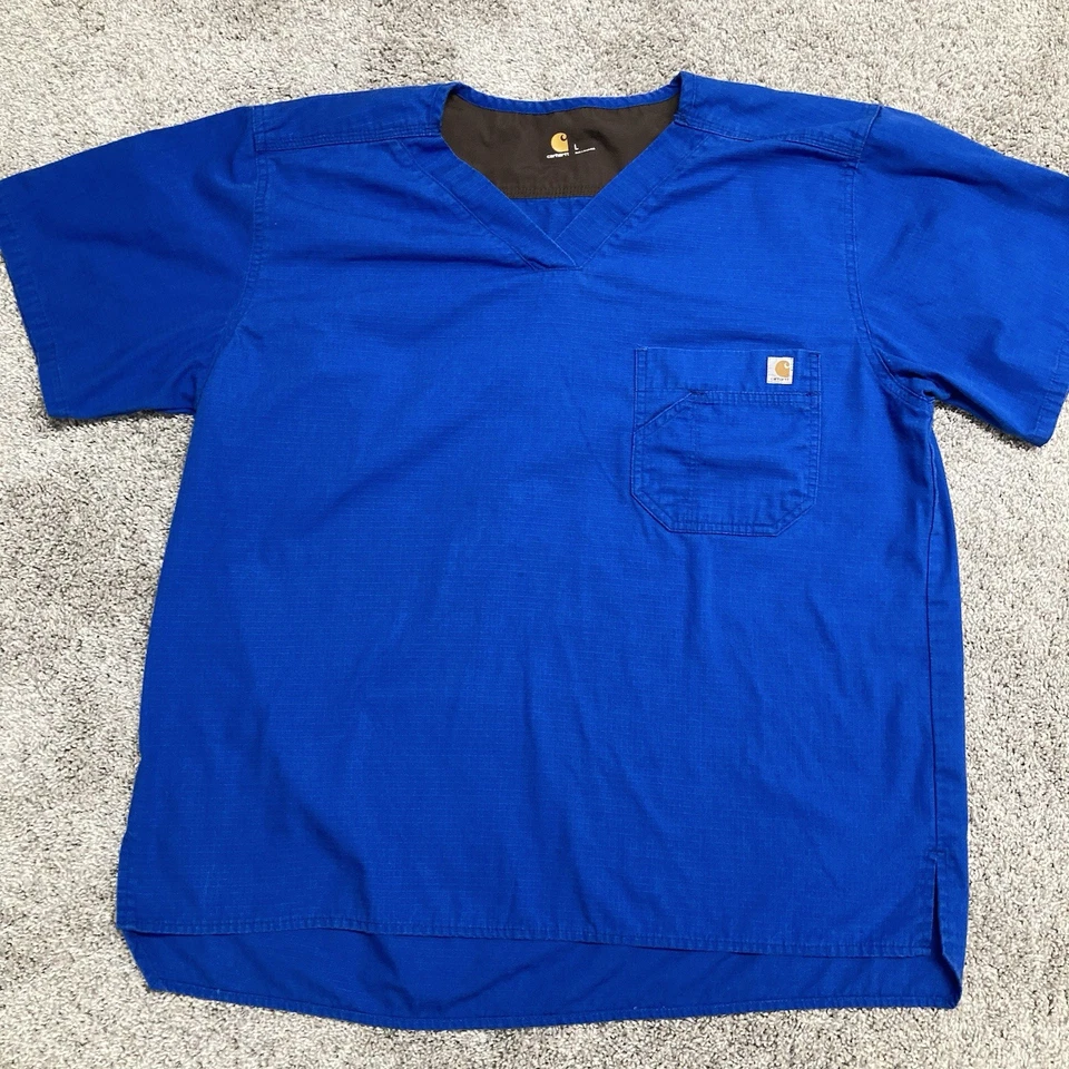 LOT Carhartt Scrub Tops Men’s Large Royal Blue Shirts Nurse Medical (SET OF 3) - Image 3 of 4