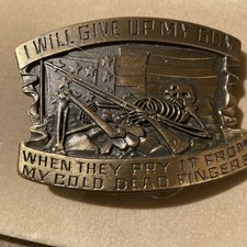Belt Buckle Vintage 1980 I Will Give Up My Gun When They Pry It From My Hand