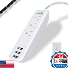 Philips Surge Protector Power Strip 3 Outlet Surge Protector 6Ft Cord Power