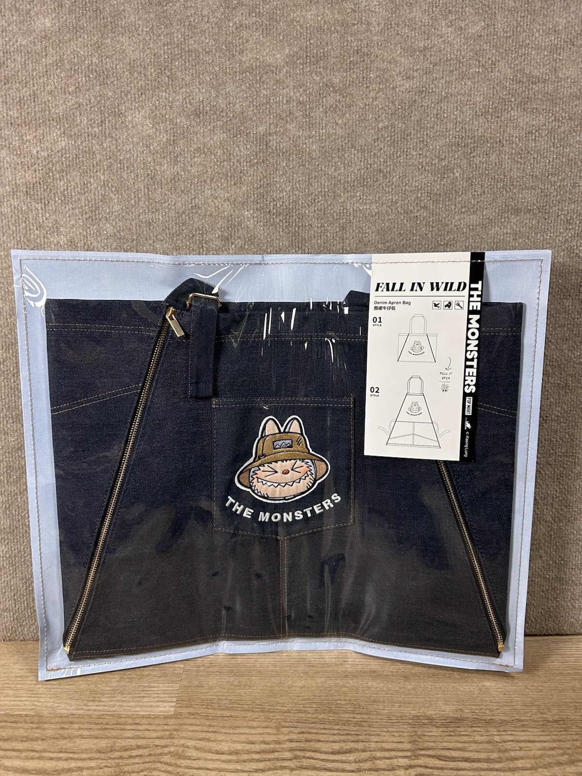 Authentic POP MART The Monsters Fall in Wild Series Denim Apron Bag-NEW Sealed