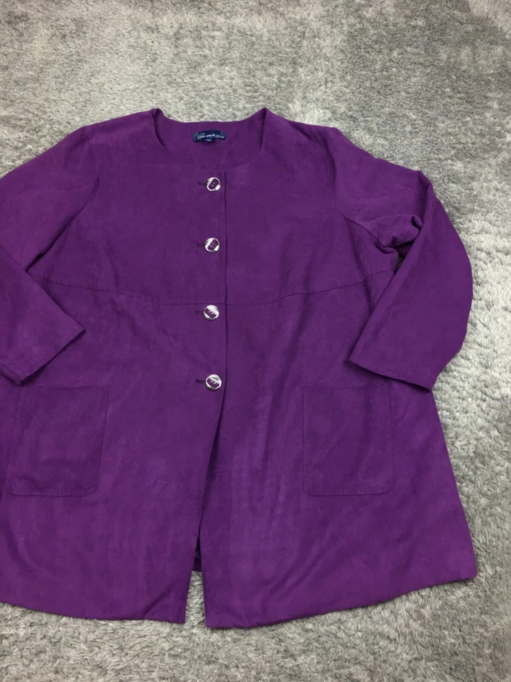 Chaqueta SUSAN GRAVER Mujer Talla 3X Estilo Plus Abotonada Púrpura Foto 2 de 4