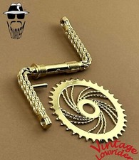 VINTAGE LOWRIDER QUADRUPLE TWISTED STEEL 1 PIECE GOLD CRANK W/TWISTED SPROCKET