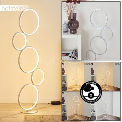LED dimmbare Steh Boden Stand Lampen Wohn Schlaf Zimmer Beleuchtung Silberfarben