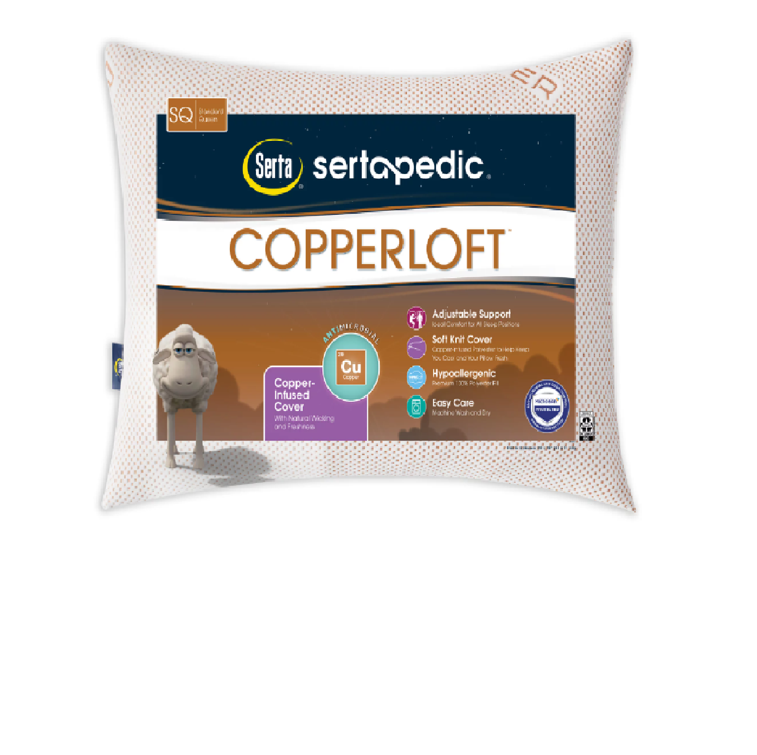 Serta 1636228 Copperloft Pillow With Copper Infused Cover Standard/Queen eBay