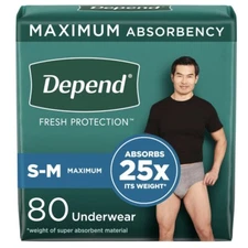 Depend Fresh Protection Adult Incontinence Underwear for Men Disposable,Size S-M