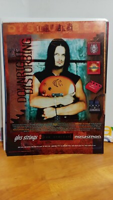 DISTURBED DAN DONEGAN GUITAR GHS STRINGS ROCKTRON GUITAR PRINT AD 11 X 8.5.  303