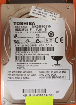PCパーツ 【】 625239-001 / MK2561GSYN ハードドライブ - 250GB 7200