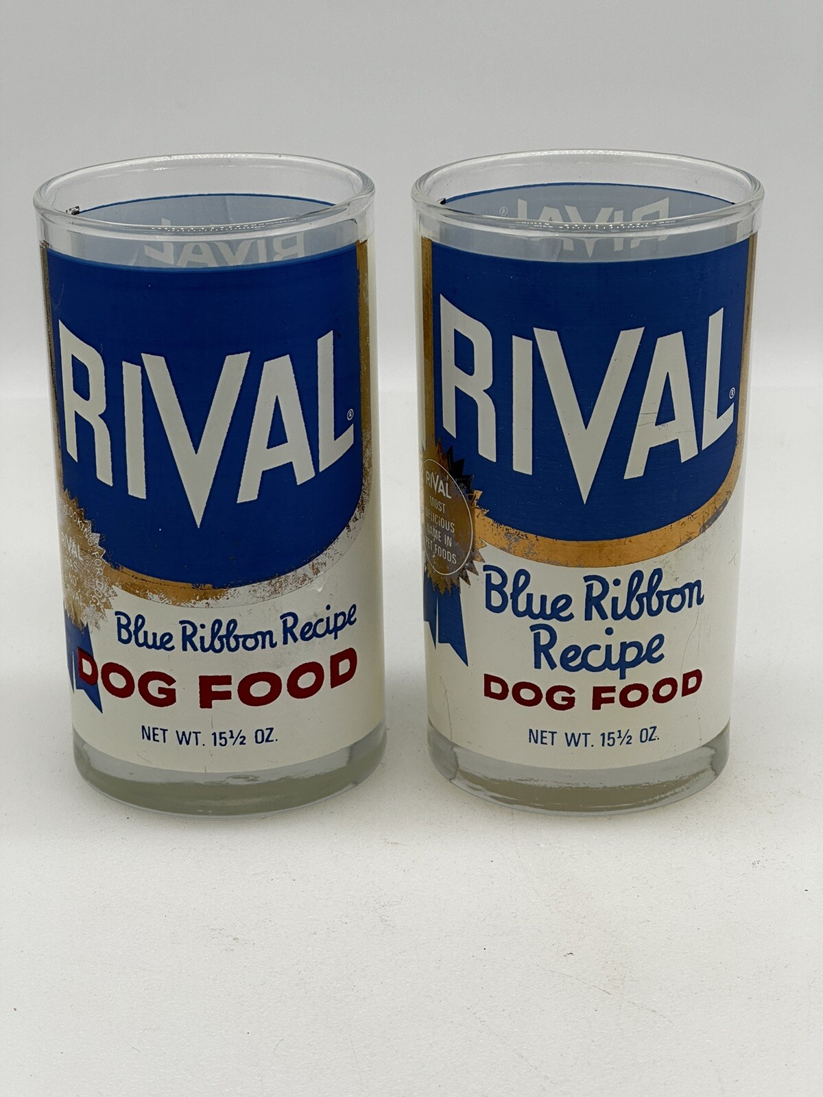 Vtg Rival Dog Food Tumbler Set of 2 Blue Ribbon Recipe eBay
