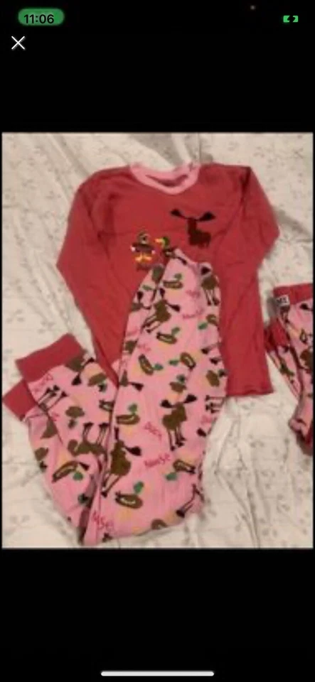 dos juegos de pijama malva Lazy One niñas pato pato alce talla 10 Foto 2 de 3
