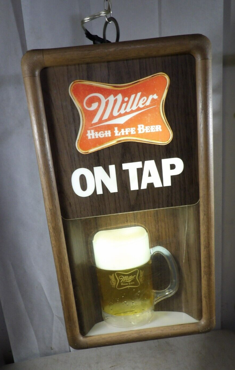 Vintage 1982 Miller High Life Beer Lighted Rotating Motion Vintage 1982 Miller High Life Beer Lighted Rotating Motion