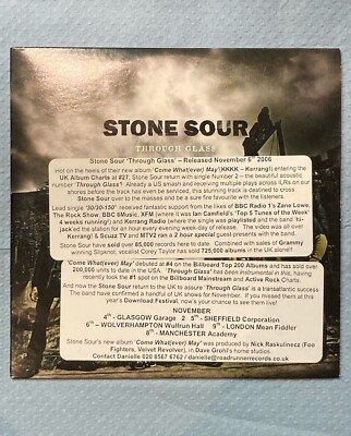 STONE SOUR Through Glass (2006)  2 Track Promo CD Single w/press sticker