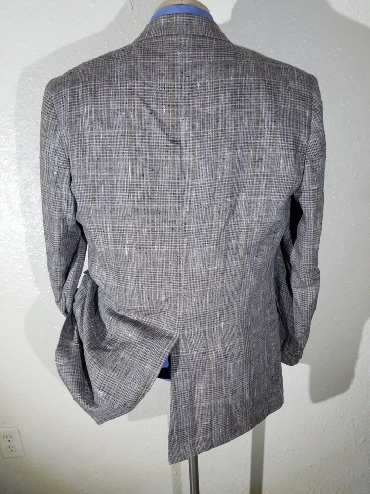 Chaqueta Blazer Abrigo Deportivo 42L Vintage Botánica 500 Manchas Naranja Cuadros Seda Tweed Foto 4 de 4