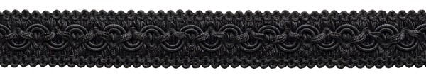 Solid Bortenband Zopf-Tri M, Style# 0100SG, Farbe# K9 Pure Black, 5 Yards-image