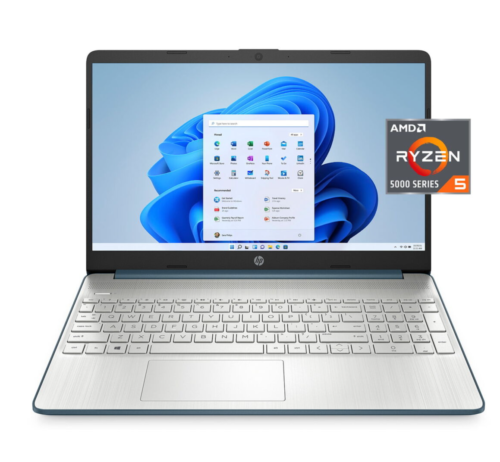 New HP Laptop 15.6" FHD 6-Core Ryzen 5 5500U 8GB 256GB SSD Cam Spruce Blue Win11 - Foto 1 di 5