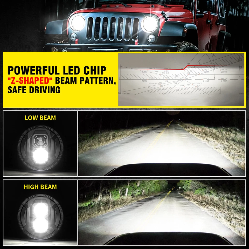 Nuevo par de faros LED redondos de 7"" 6024 alto/bajo para camioneta Chevy C10 C20 C30 DOT Foto 3 de 4