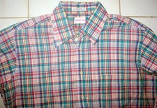 VINTAGE -SAKS 5TH AVENUE - L - PLAID- Long Sleeve Button Down Shirt 100 COTTON