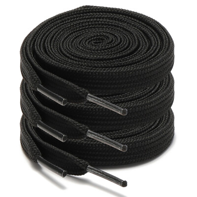 3pair 3/8'' Double Layer Flat Athletic Shoe Laces Strings for Sneakers 24-72 Inch