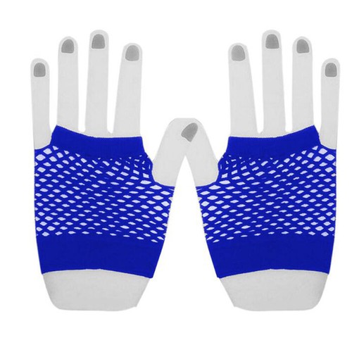 80s Short Fishnet Fingerless Gloves Neon Colours Rave Fancy Dress Access ∂ - Picture 22 of 22