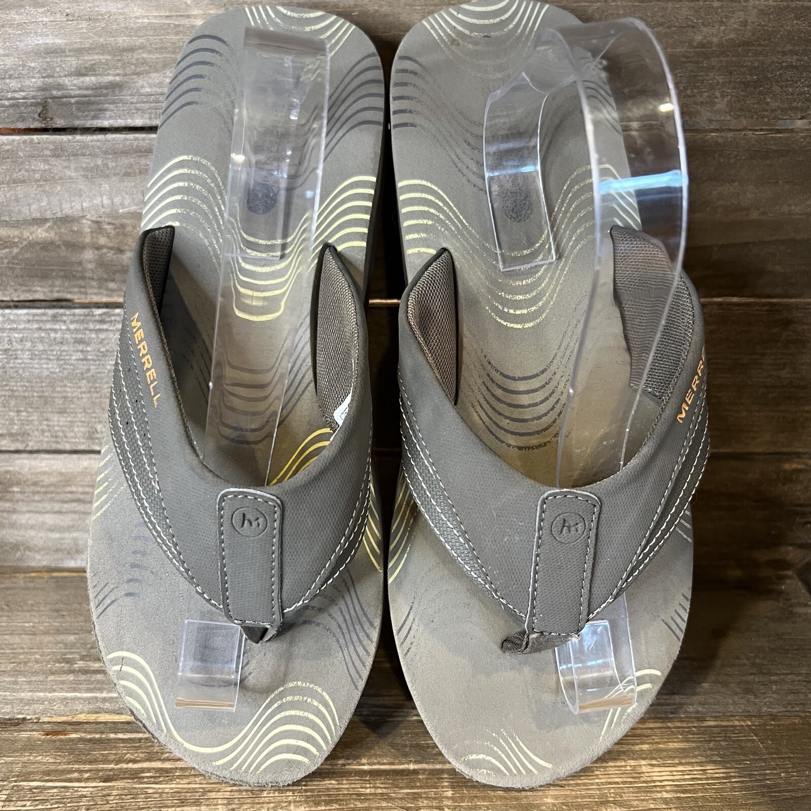 Sandali infradito uomo Merrell comodi grigi casual da passeggio taglia 9 M ottime condizioni