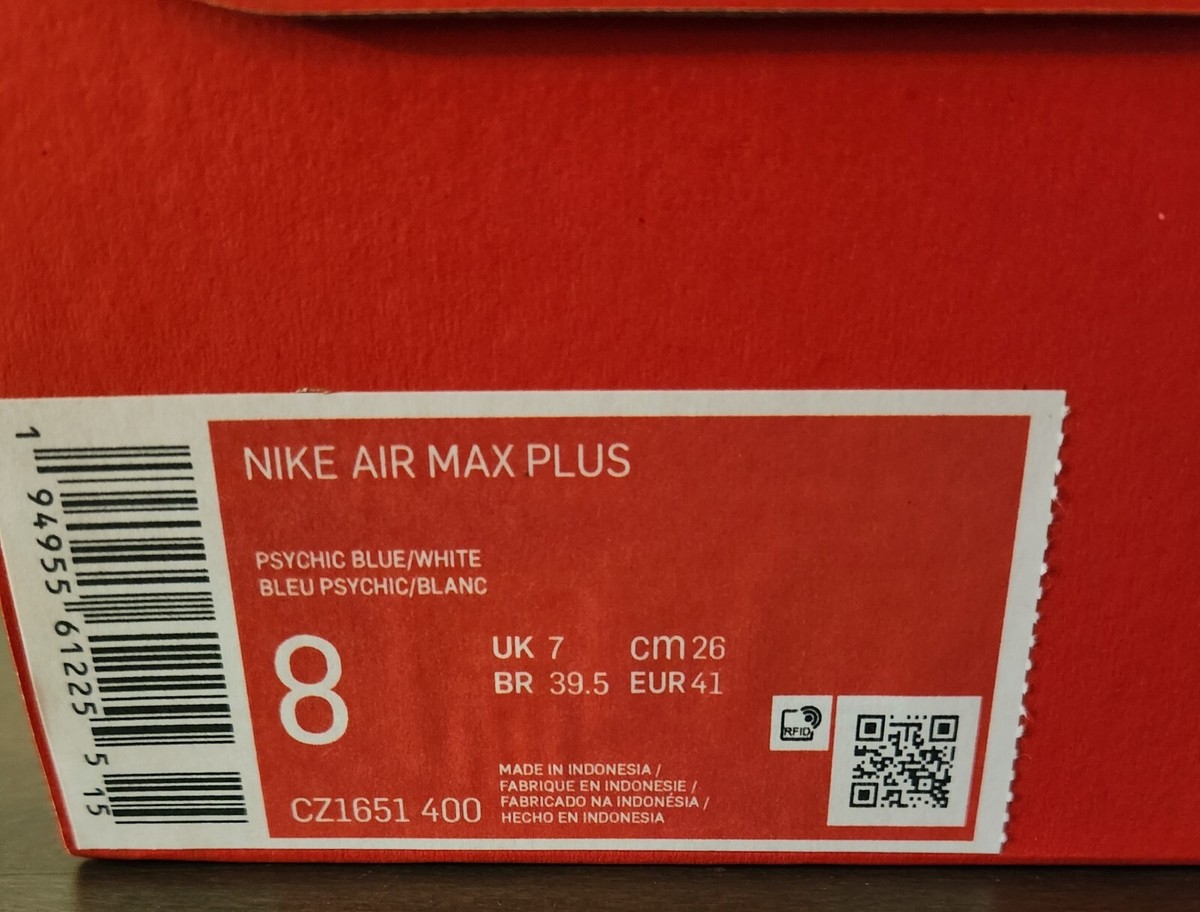 Size 8 Nike Air Max Plus Physic Blue White CZ1651-400 NIB Men Sneaker Fast Ship Nike Air Max Plus  main image 3