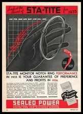 1936 Sealed Power Muskegon Michigan Sta-Tite Notch Piston Rings Vintage Print Ad