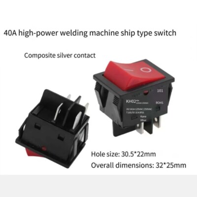 KH02 Boat Type Switch 40A High Power 4 Pin 2 Step Rocker Switch