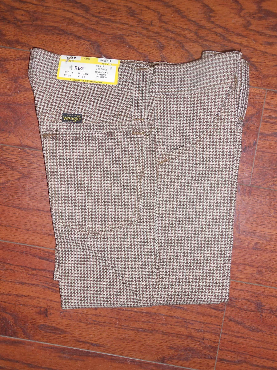 70s Vintage Wrangler Houndstooth Brown Unisex Boys/Girls Size 8 Regular Pants!!!