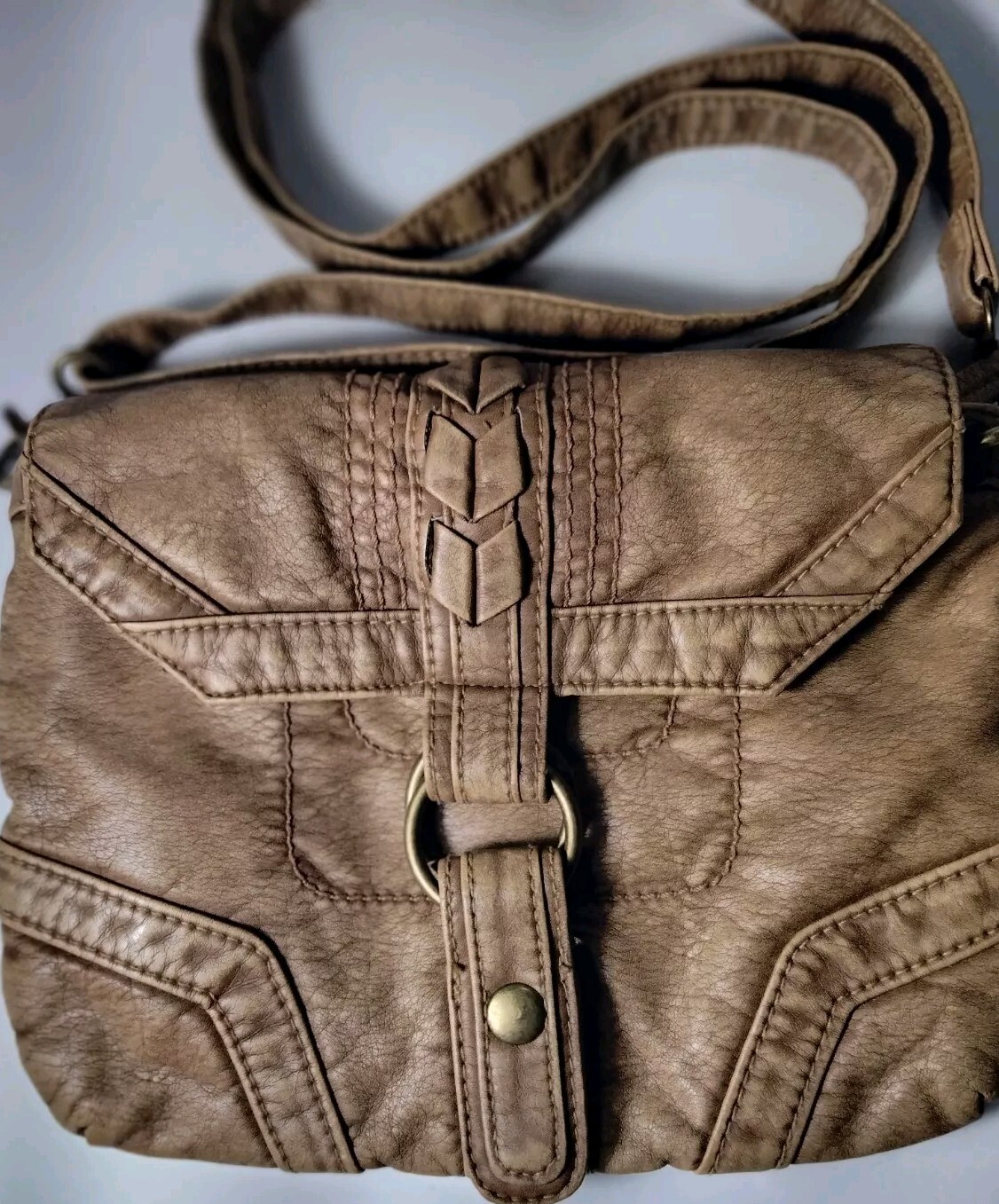 Converse One Star Small Brown Crossbody Bag 9 1/2" Wide 7"Tall Faux Leather... thumbnail 3